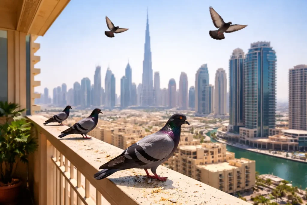 pigeons in dubai balcony