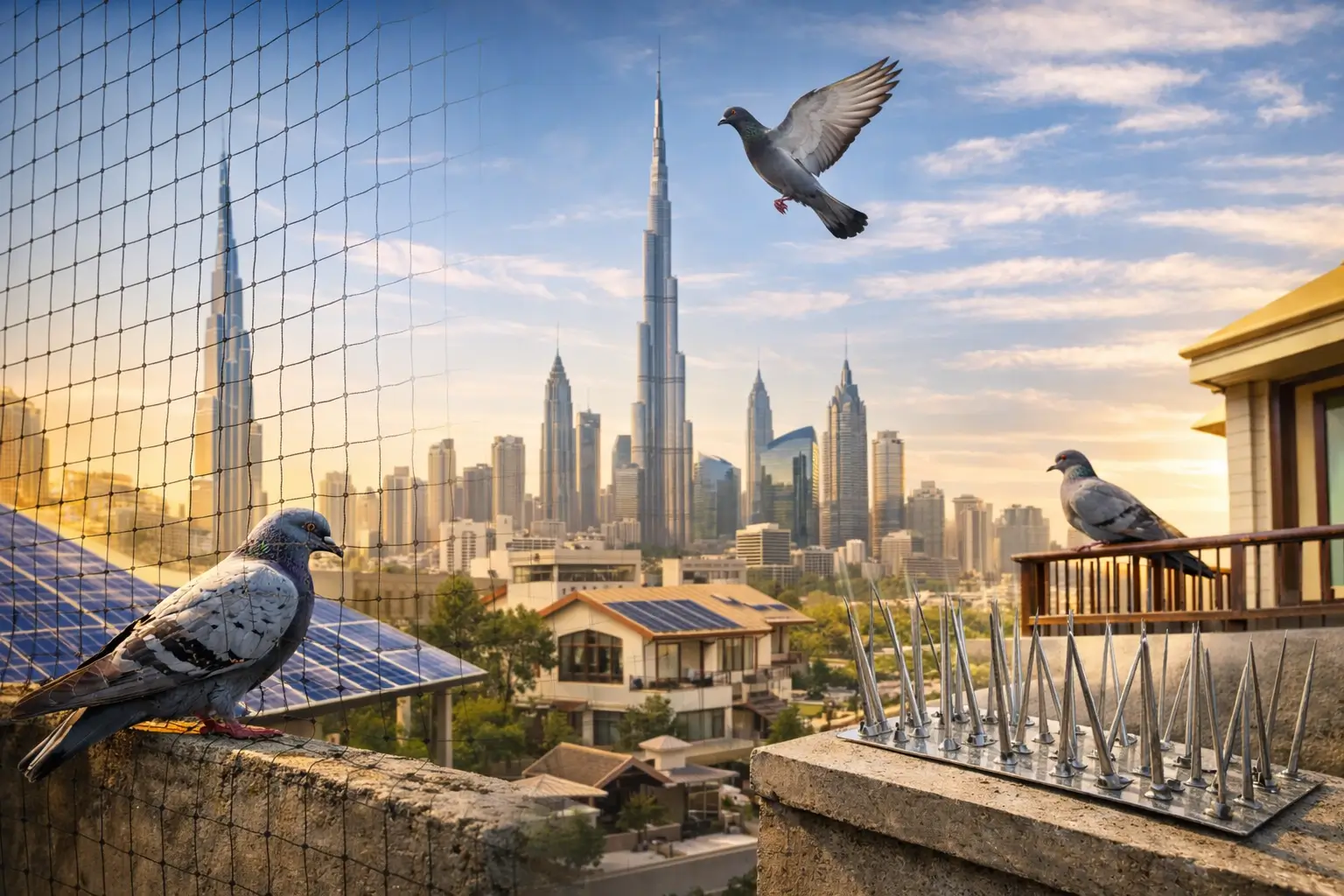 why bird netting and spikes are popular in Dubai