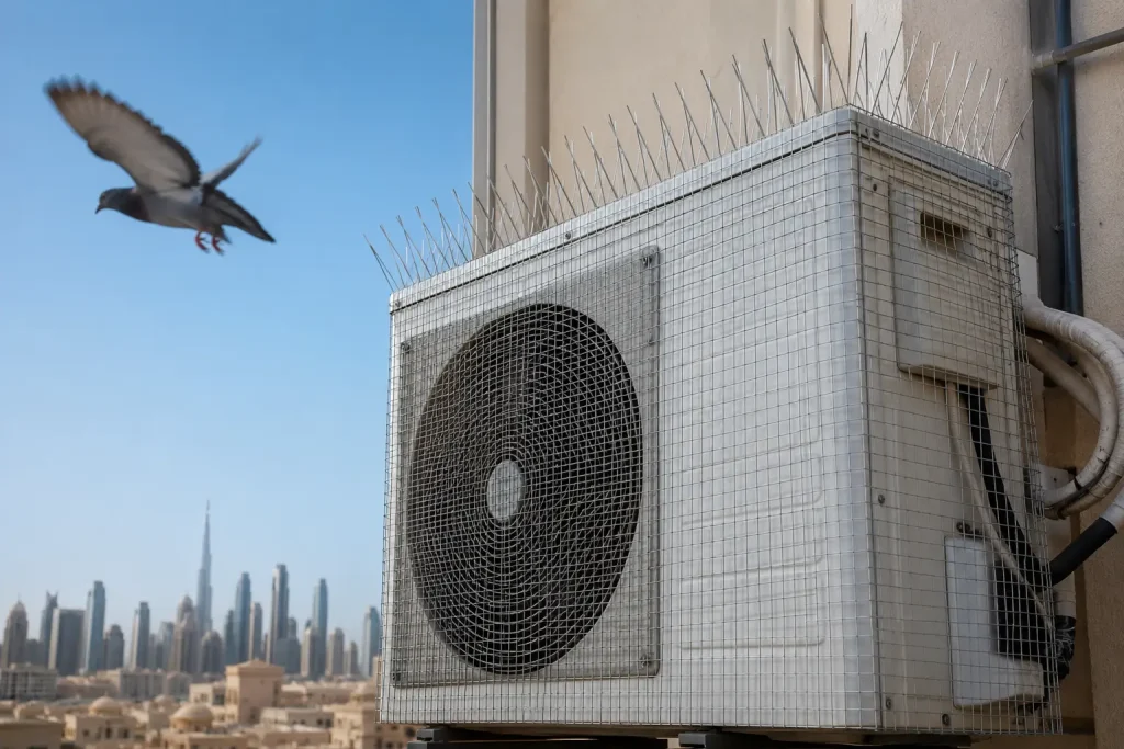 stop birds from building a nest on outdoor ac units
